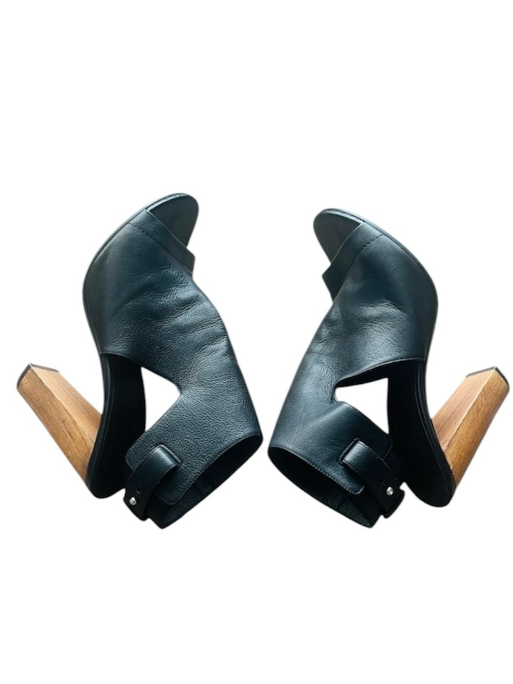 Vince Addie BLK Leather Open Toe High Heel Sandals SZ 10 Cutout Office Casual - Picture 5 of 11